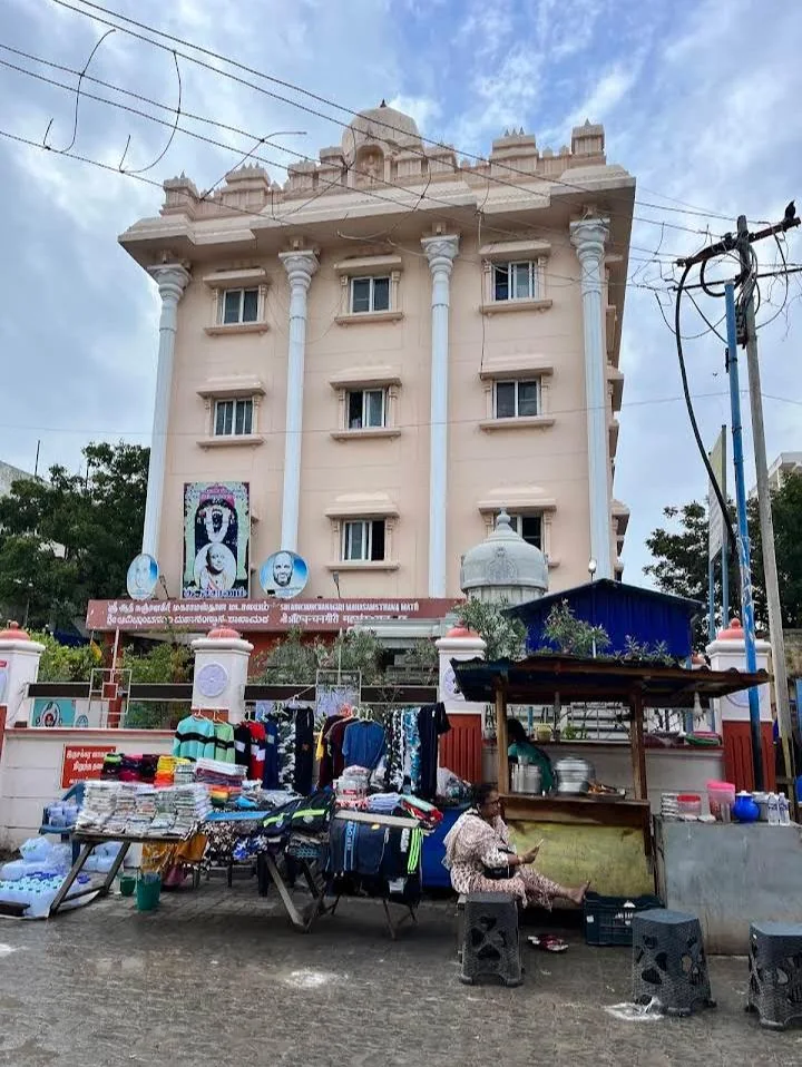 Rameswaram town landmark building and street scene